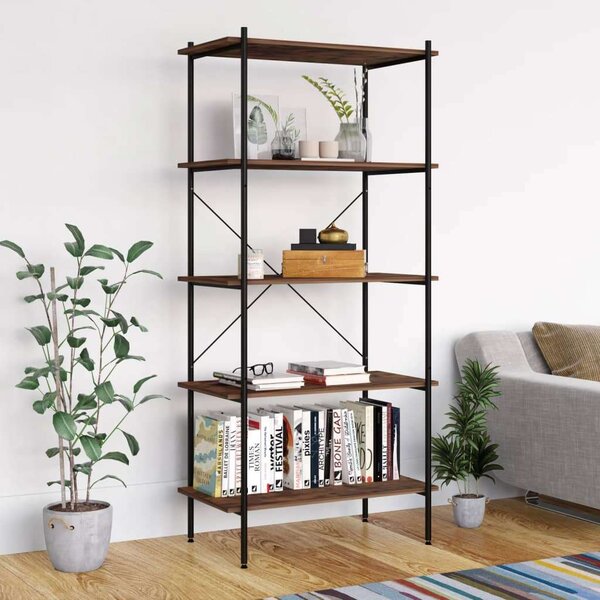 VidaXL 5 Polcos Polcrendszer - Tölgyfa/Fekete - 80x40x163 cm