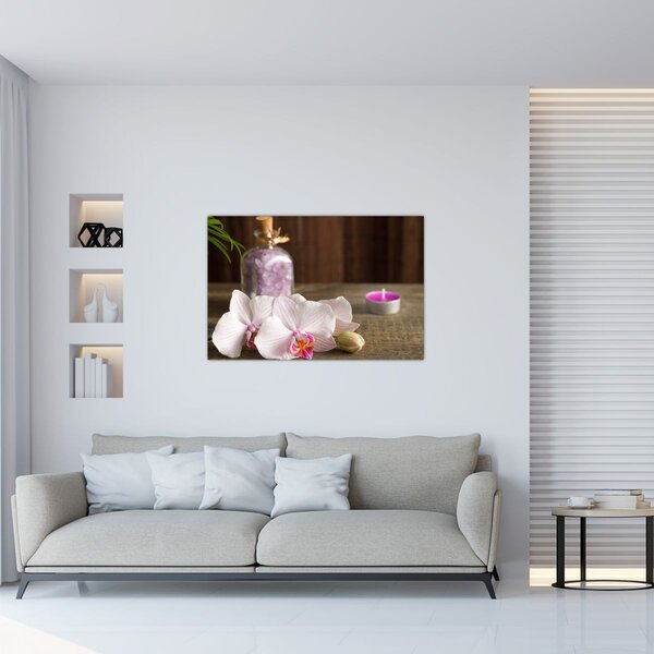 Kép - Gyertya és orchidea (90x60 cm)