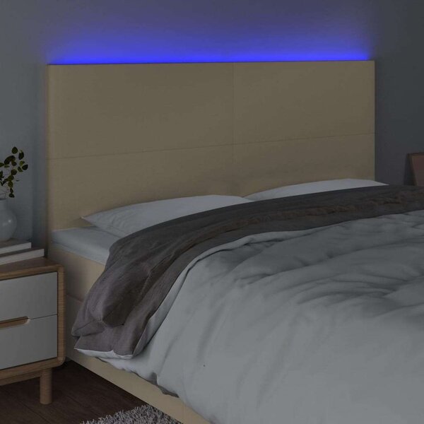 VidaXL Ágytámlá - Krémszínű Szövet LED-es - 160cm