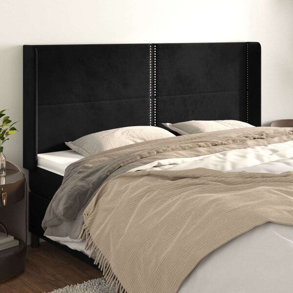 VidaXL Bársony Ágyfejtámla - Fekete - 203cm