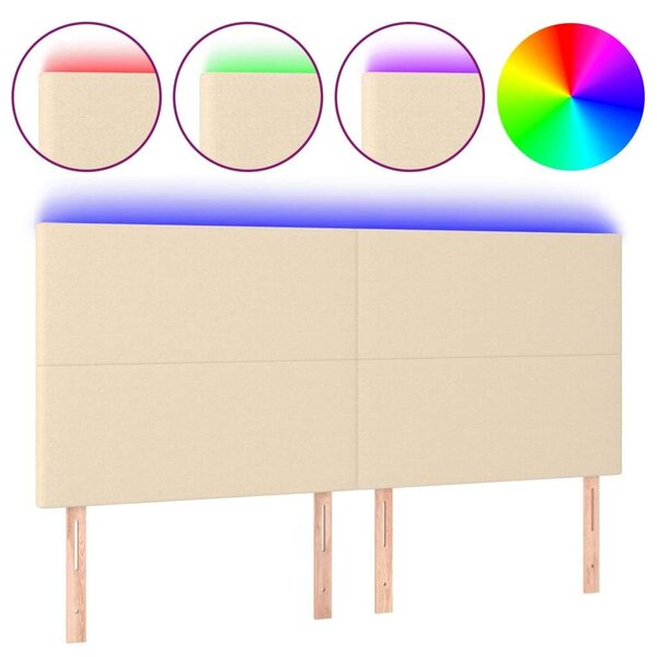 VidaXL Ágytámlá - Krémszínű Szövet LED-es - 160cm