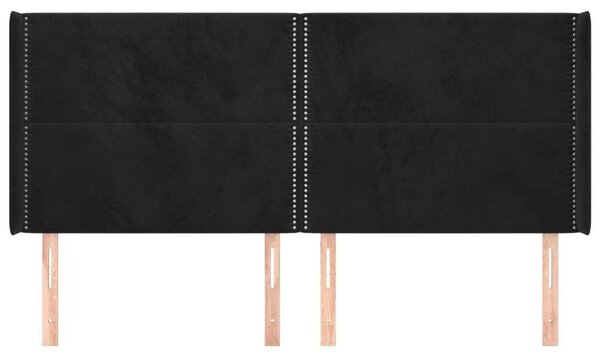VidaXL Bársony Ágyfejtámla - Fekete - 203cm