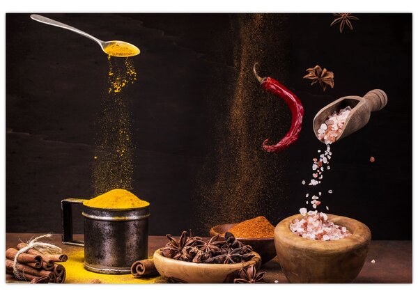 Kép - Fűszerek mozgásban (90x60 cm)