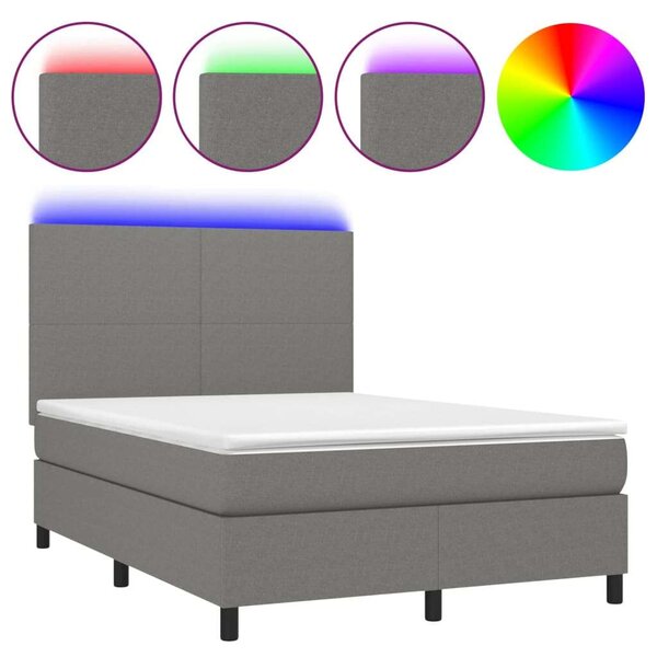 VidaXL Ágy - Rugós - LED-es - 140x200 cm