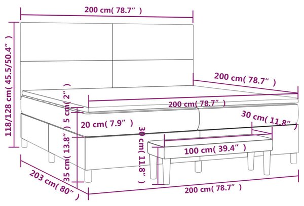 VidaXL Ágy - 200x200 cm - Sötétbarna Szövet