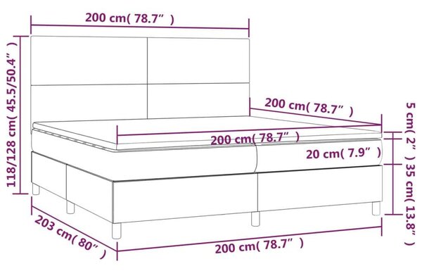 VidaXL krémszínű szövet rugós ágy matraccal 200 x 200 cm