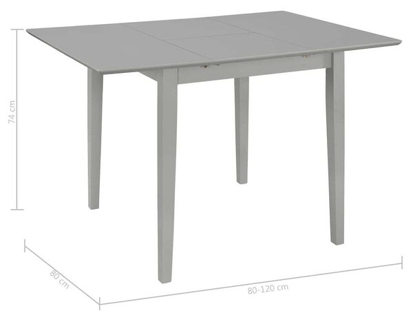 VidaXL Kihúzható Étkezőasztal - Szürke - 80-120x80 cm