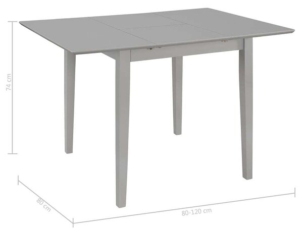 VidaXL Kihúzható Étkezőasztal - Szürke - 80-120x80 cm