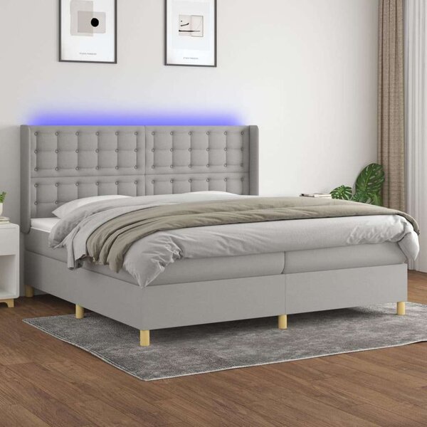 VidaXL LED-es Ágy - Szövet - 200x200 cm