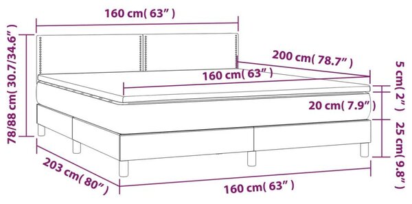 VidaXL - Bársony Ágy LED-del - 160x200 cm