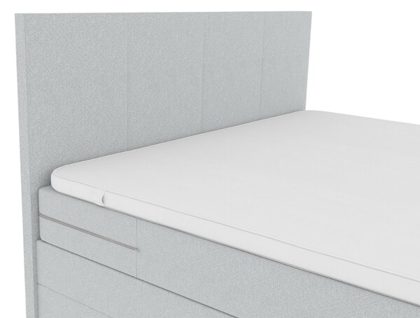 Kárpitozott Boxspring Ágy CARINA 140x200 cm világosszürke Matrac: Bonell rugós matrac