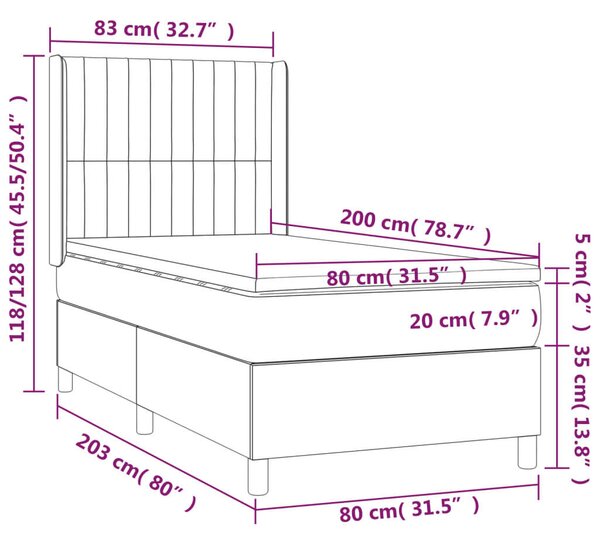 Bársony LED Ágy - 80x200 cm