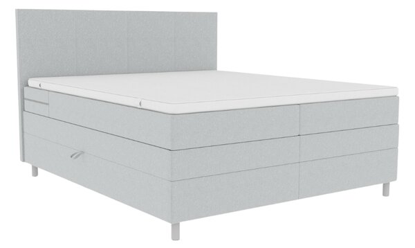 Kárpitozott Boxspring Ágy CARINA 140x200 cm világosszürke Matrac: Bonell rugós matrac