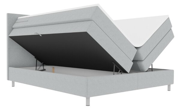 Kárpitozott Boxspring Ágy CARINA 140x200 cm világosszürke Matrac: Bonell rugós matrac