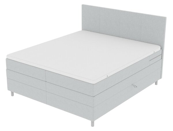 Kárpitozott Boxspring Ágy CARINA 140x200 cm világosszürke Matrac: Bonell rugós matrac