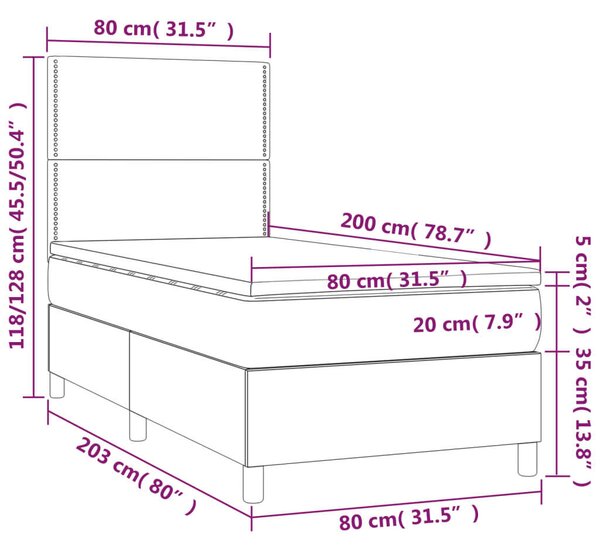 VidaXL Bársony Ágy Matraccal - 80x200 cm