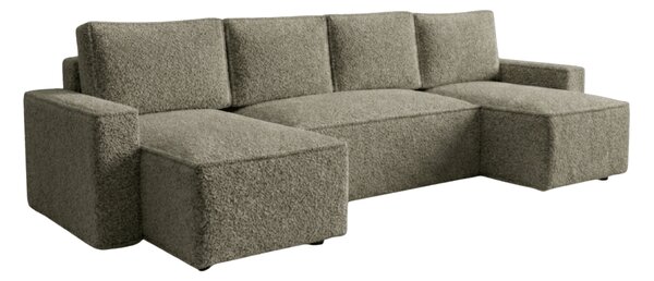 Kinyitható U alakú ülőgarnitúra SMART BOUCLE 303x143 cm, szürkésbarna