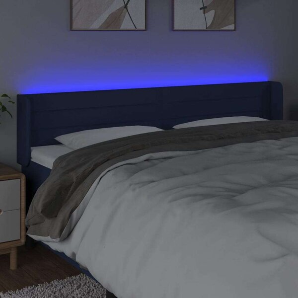 VidaXL kék szövet LED-es fejtámla 183 x 16 x 78/88 cm