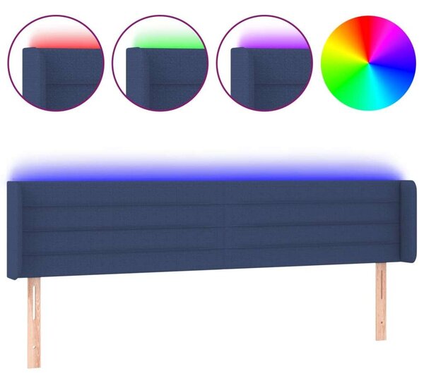 VidaXL kék szövet LED-es fejtámla 183 x 16 x 78/88 cm