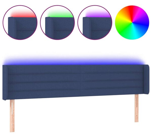 VidaXL kék szövet LED-es fejtámla 183 x 16 x 78/88 cm