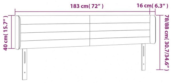 VidaXL kék szövet LED-es fejtámla 183 x 16 x 78/88 cm