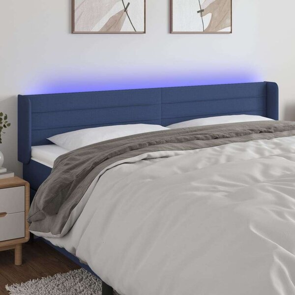 VidaXL kék szövet LED-es fejtámla 183 x 16 x 78/88 cm