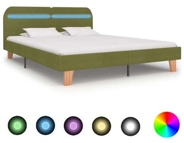 VidaXL Zöld Ágykeret LED-es - 160x200 cm