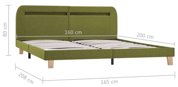 VidaXL Zöld Ágykeret LED-es - 160x200 cm