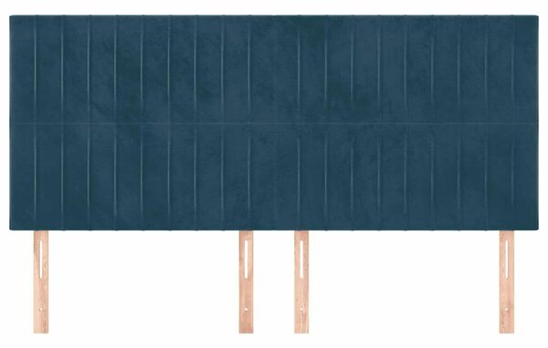 VidaXL Bársony Fejtámla Szett - Sötétkék - 4 db - 160cm