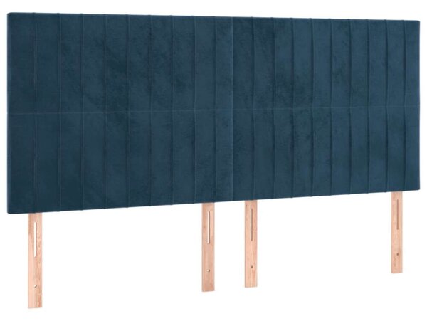 VidaXL Bársony Fejtámla Szett - Sötétkék - 4 db - 160cm