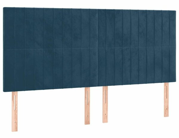 VidaXL Bársony Fejtámla Szett - Sötétkék - 4 db - 160cm
