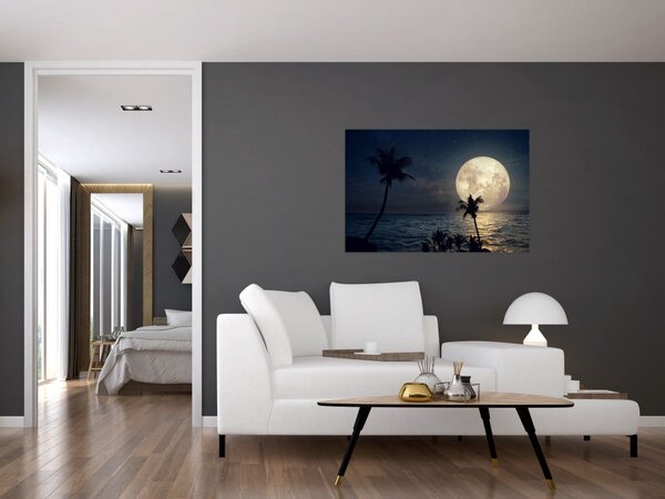 Kép - Strand teliholddal (90x60 cm)