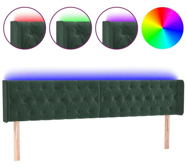 VidaXL LED-es Bársony Fejtámla - Sötétzöld - 183cm