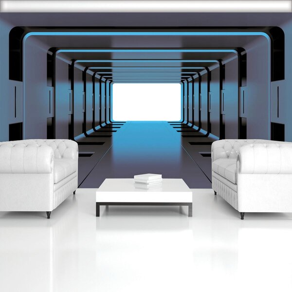 Fotótapéta - Kék 3D-s alagút (152,5x104 cm)