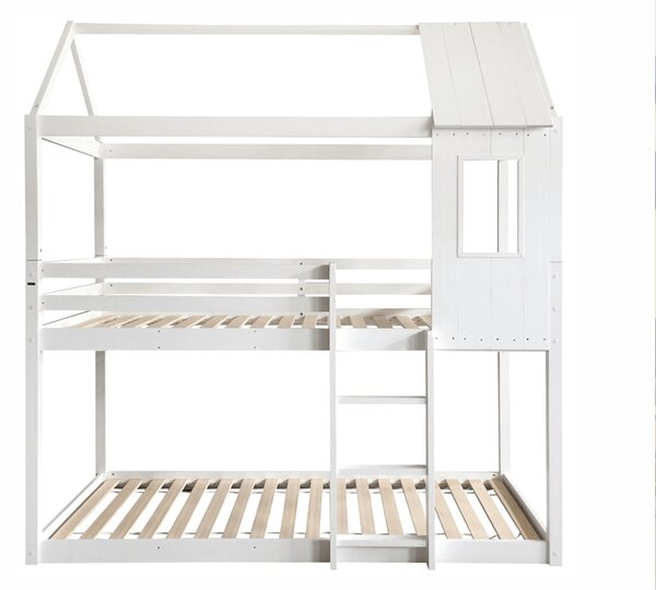 KONDELA Montessori emeleteságy, fehér, 90x200, ATRISA