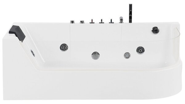 Fehér whirlpool masszázskád LED világítással 170 x 80 cm ACUARIO