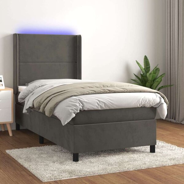 VidaXL LED-es Bársony Ágy - 90x200 cm