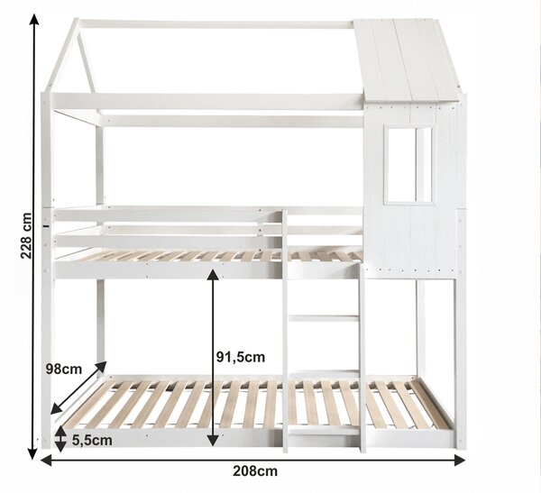 KONDELA Montessori emeleteságy, fehér, 90x200, ATRISA