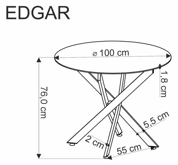 Étkezőasztal Edgaro (dió + fekete) (4 személy számára)