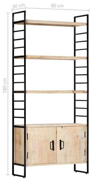 Mangófa Könyvespolc - Ipari Stílus - 4 Polc - 80x30x180 cm