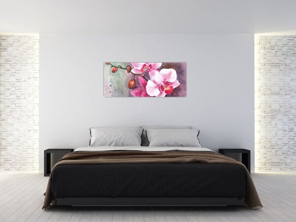 Kép - Orchideák, akvarell (120x50 cm)