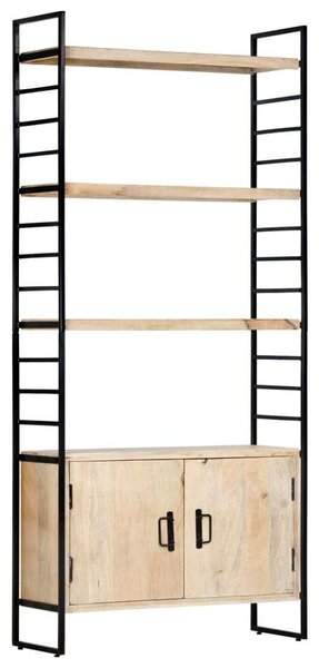 Mangófa Könyvespolc - Ipari Stílus - 4 Polc - 80x30x180 cm