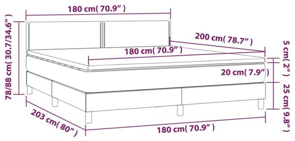 VidaXL világosszürke szövet rugós és LED-es ágy matraccal 160x200 cm