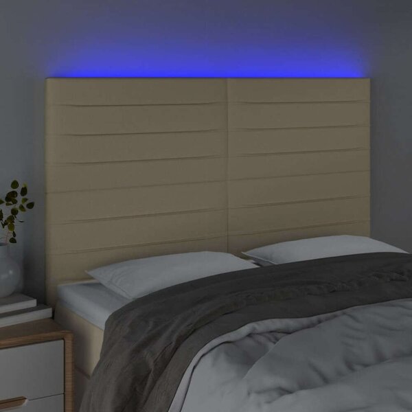 VidaXL krémszínű szövet LED-es fejtámla 144x5x118/128 cm