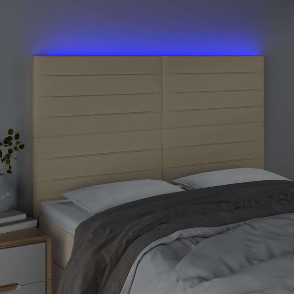 VidaXL krémszínű szövet LED-es fejtámla 144x5x118/128 cm