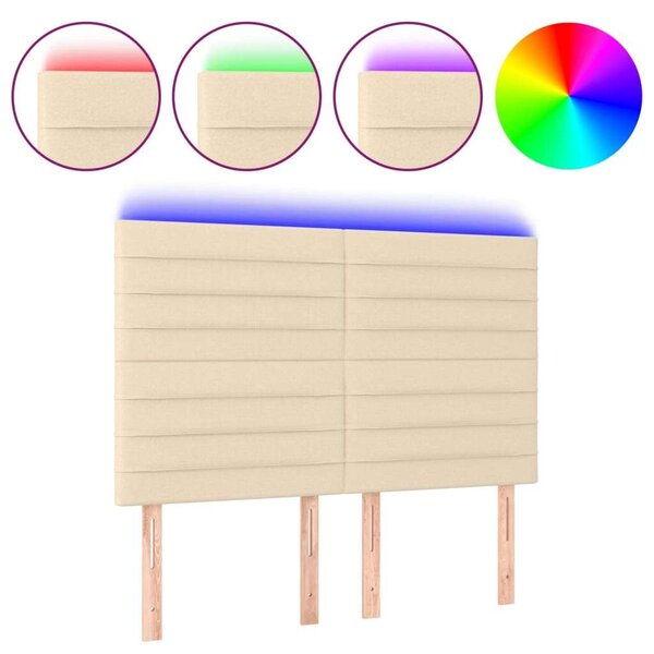 VidaXL krémszínű szövet LED-es fejtámla 144x5x118/128 cm