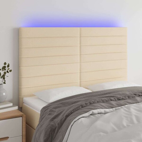 VidaXL krémszínű szövet LED-es fejtámla 144x5x118/128 cm