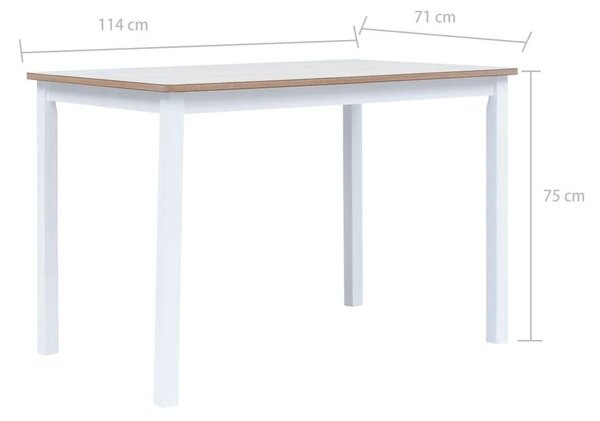 VidaXL Étkezőasztal - Fehér/Barna - 114x71x75cm