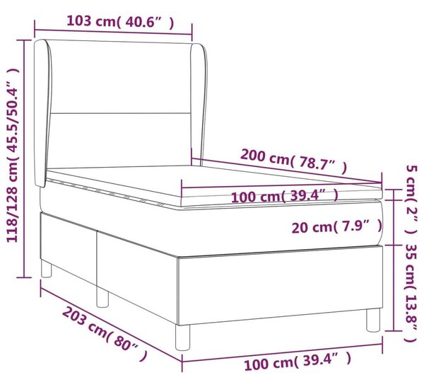 VidaXL Ágy - Cappuccino Műbőr - 100x200 cm