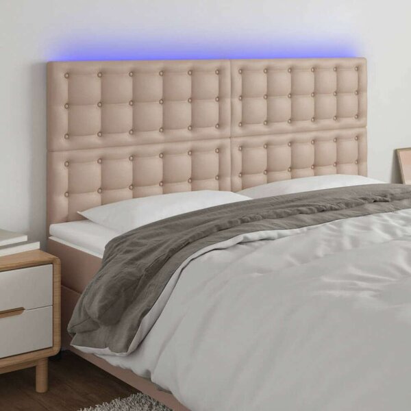 VidaXL cappuccino műbőr LED-es fejtámla 160x5x118/128 cm
